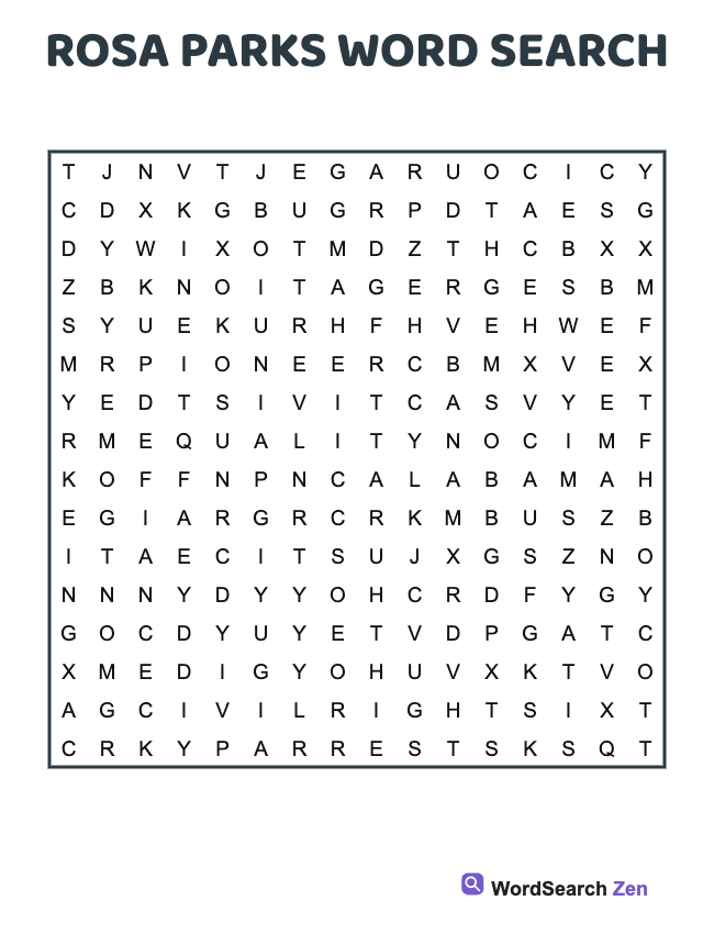 Rosa Parks Word Search