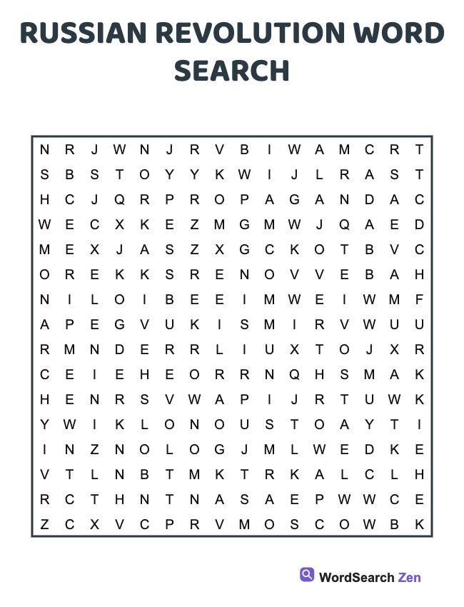 Russian Revolution Word Search