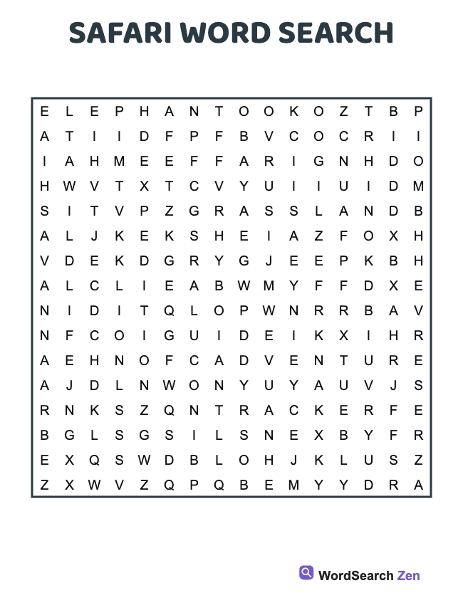 Safari Word Search