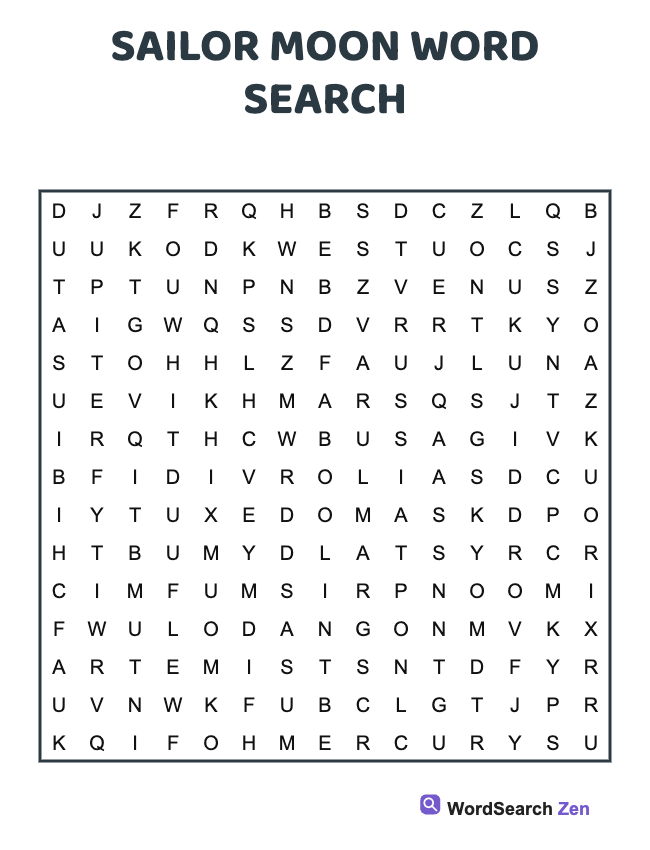 Sailor Moon Word Search