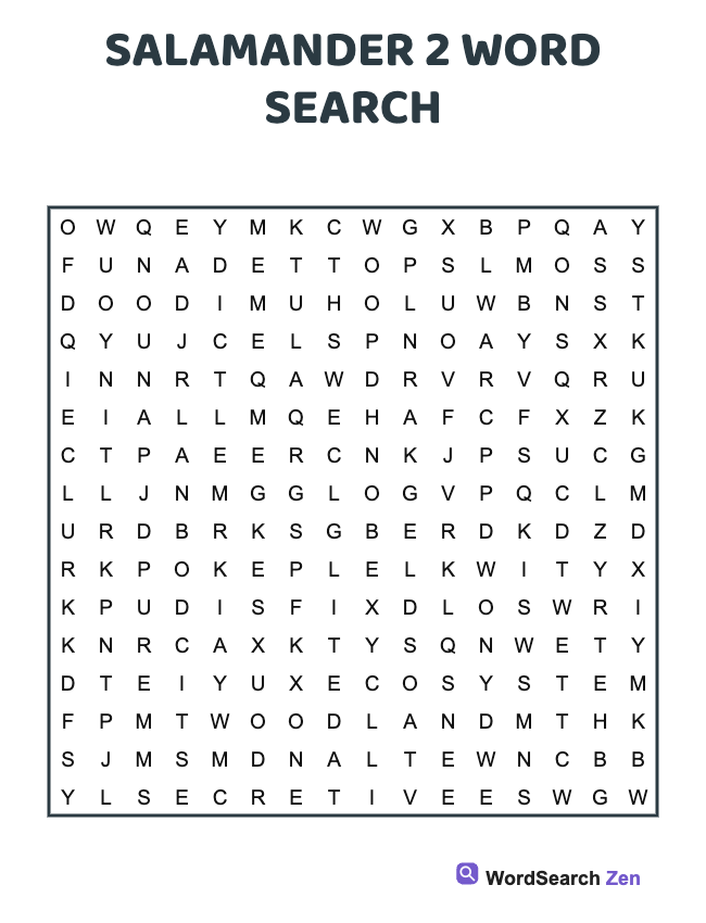 Salamander 2 Word Search