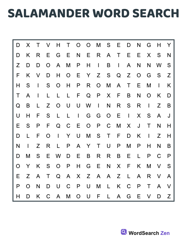 Salamander Word Search