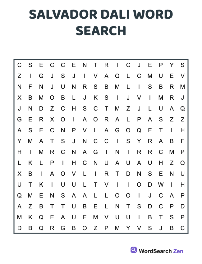 Salvador Dali Word Search