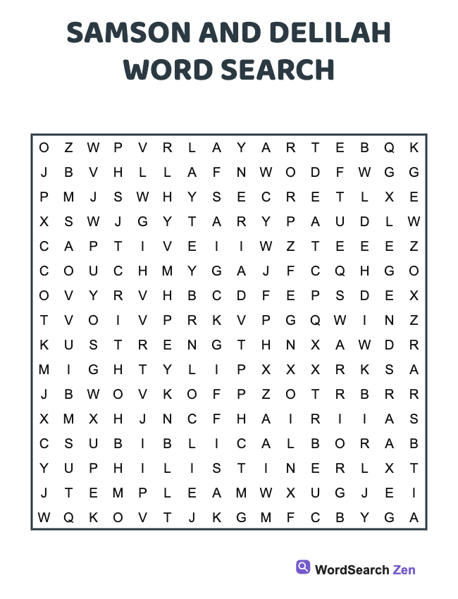 Samson And Delilah Word Search