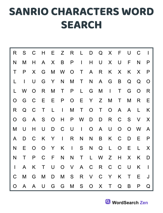 Sanrio Characters Word Search