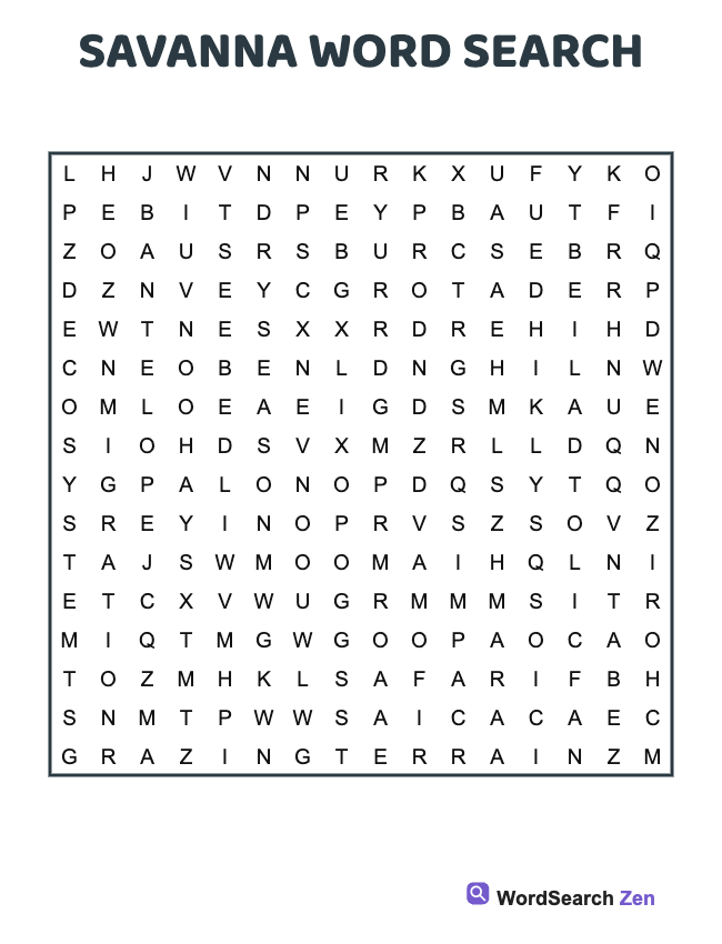 Savanna Word Search