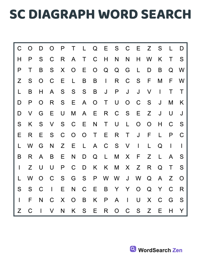 Sc Diagraph Word Search