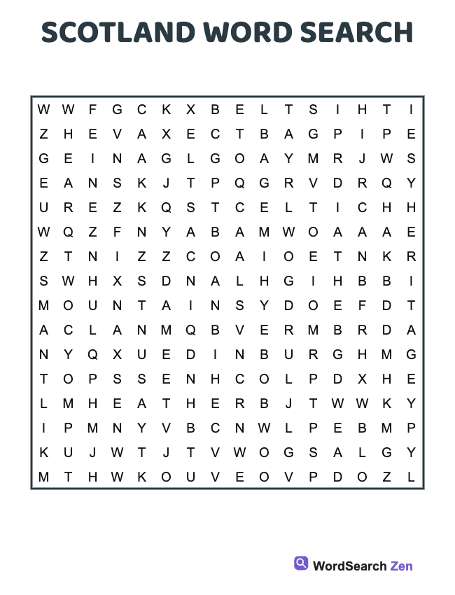 Scotland Word Search