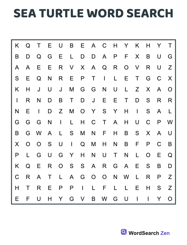Sea Turtle Word Search