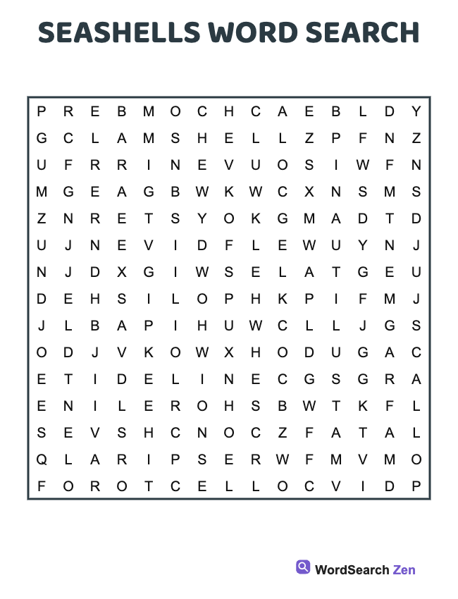 Seashells Word Search