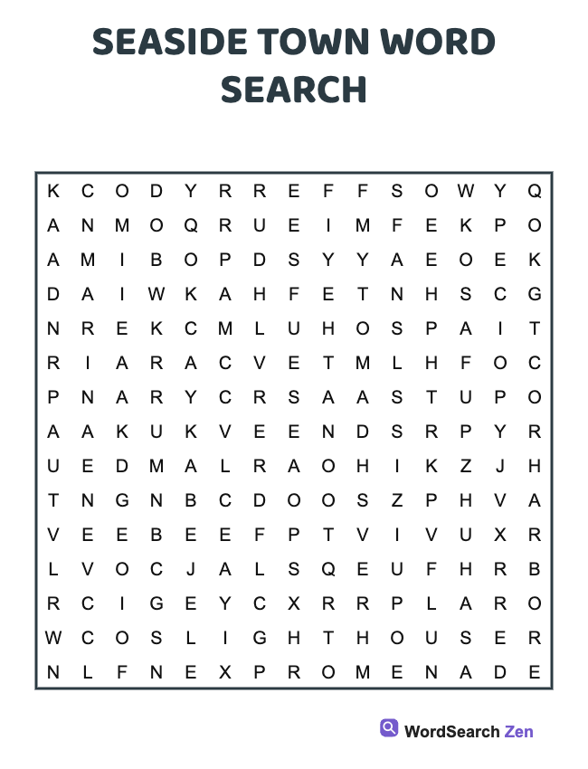 Seaside Town Word Search