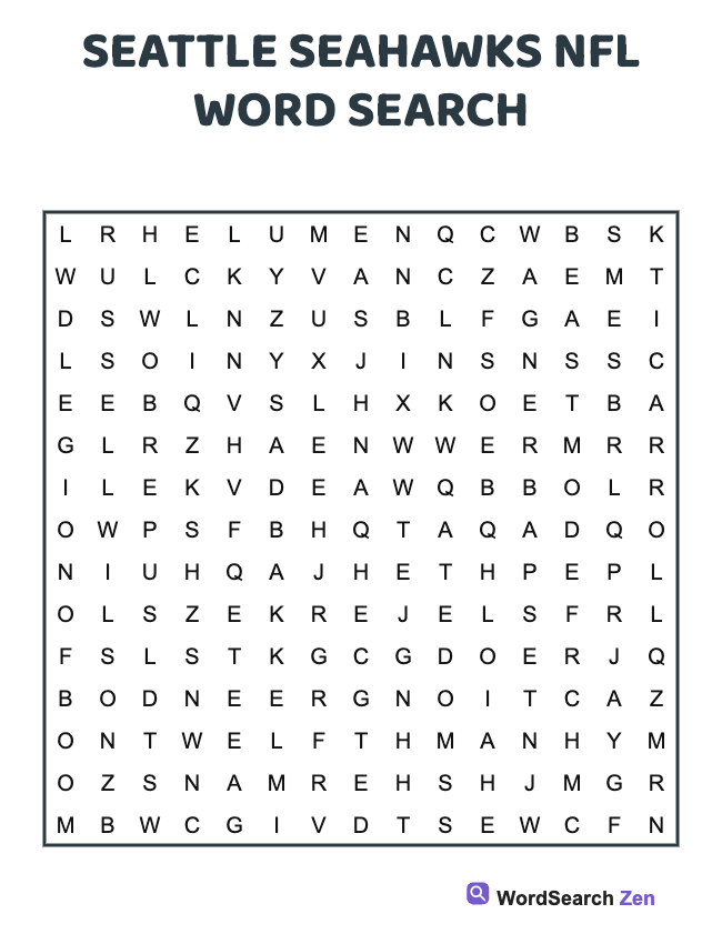 Seattle Seahawks NFL Word Search