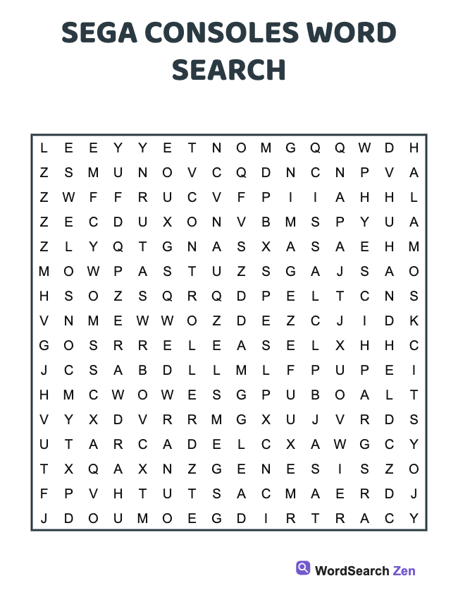 Sega Consoles Word Search