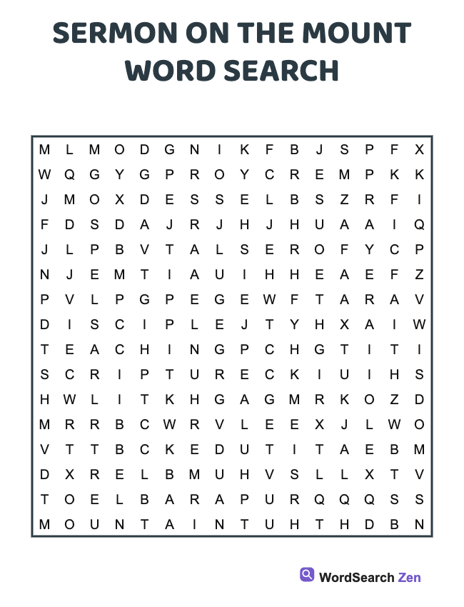 Sermon On The Mount Word Search