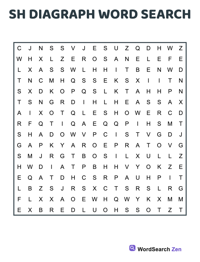 Sh Diagraph Word Search