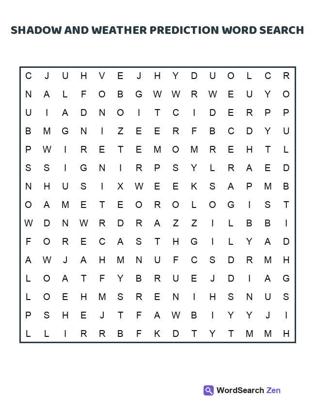 Shadow And Weather Prediction Word Search