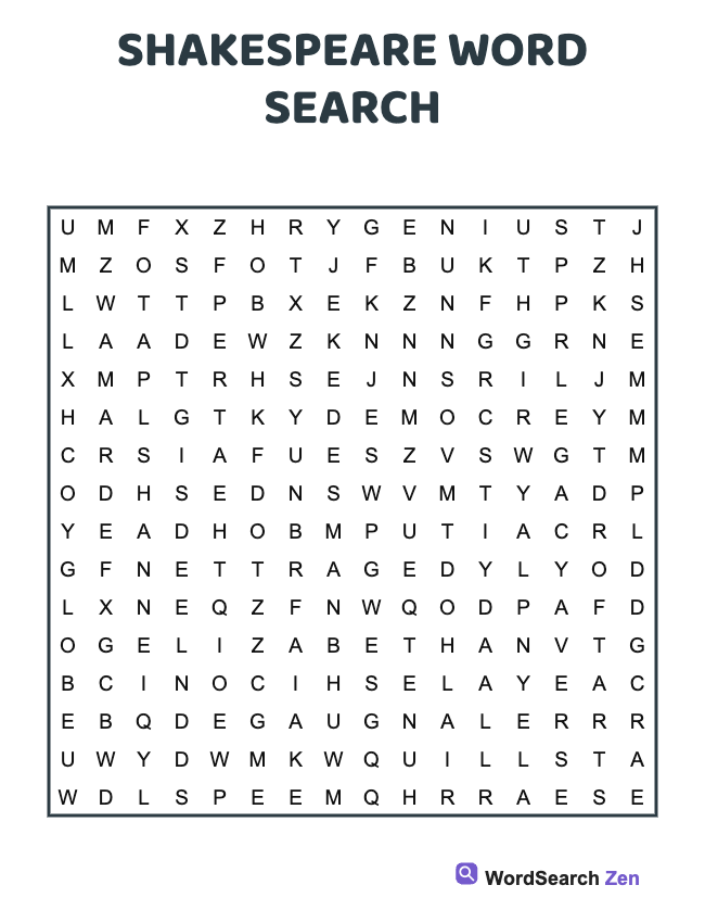 Shakespeare Word Search