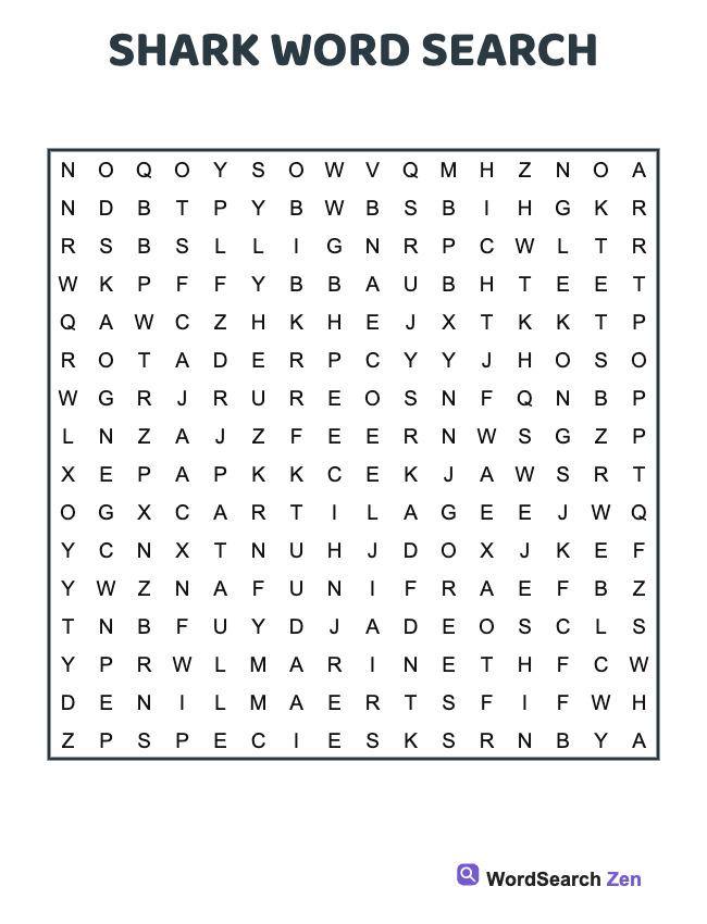 Shark Word Search