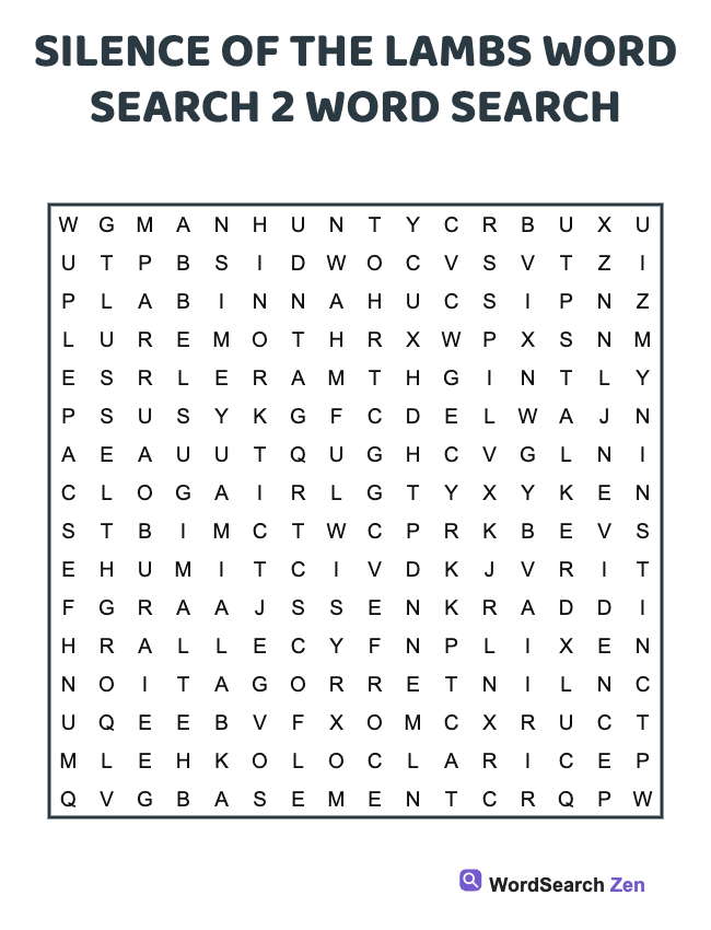 Silence Of The Lambs Word Search 2