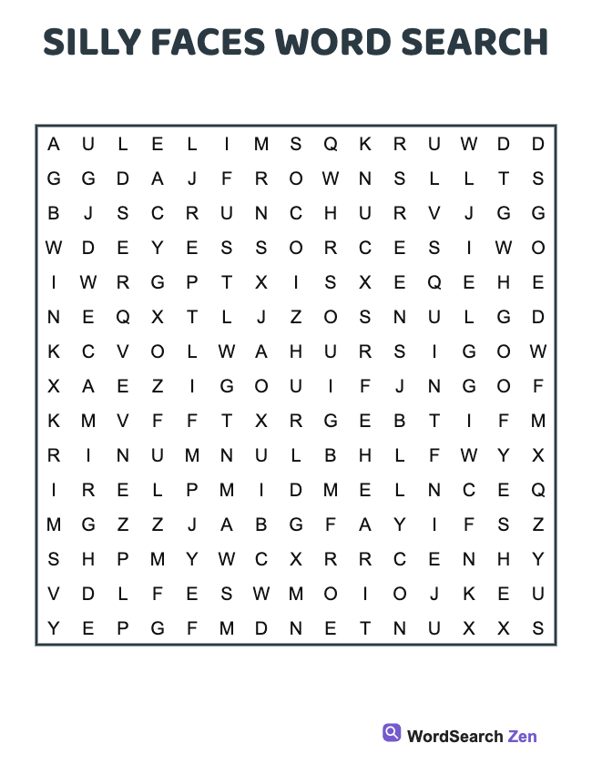 Silly Faces Word Search