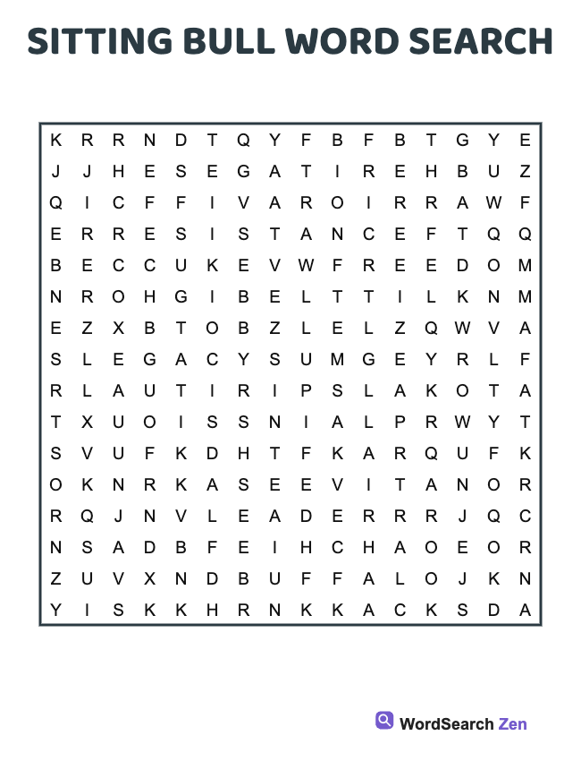 Sitting Bull Word Search