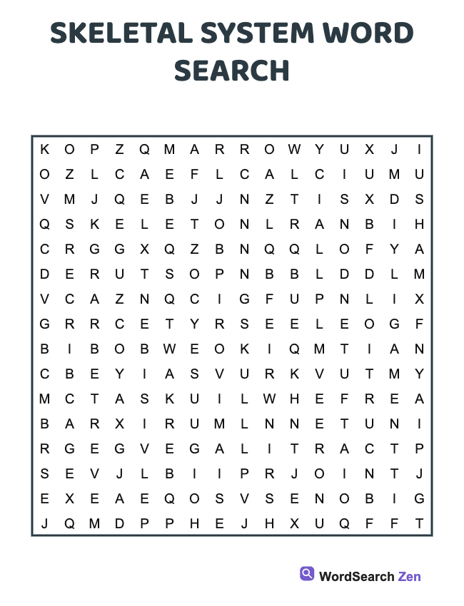 Skeletal System Word Search
