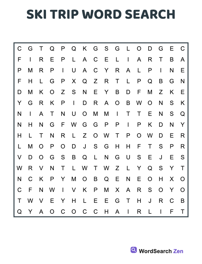 Ski Trip Word Search