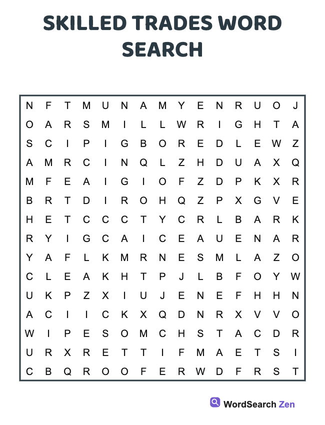 Skilled Trades Word Search