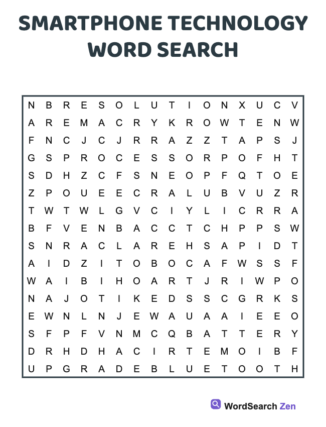 Smartphone Technology Word Search