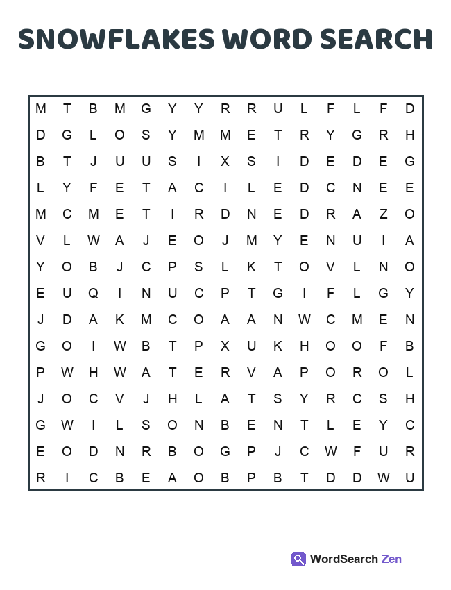 Snowflakes Word Search