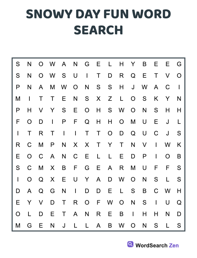 Snowy Day Fun Word Search