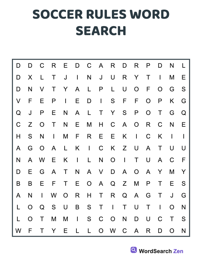 Soccer Rules Word Search