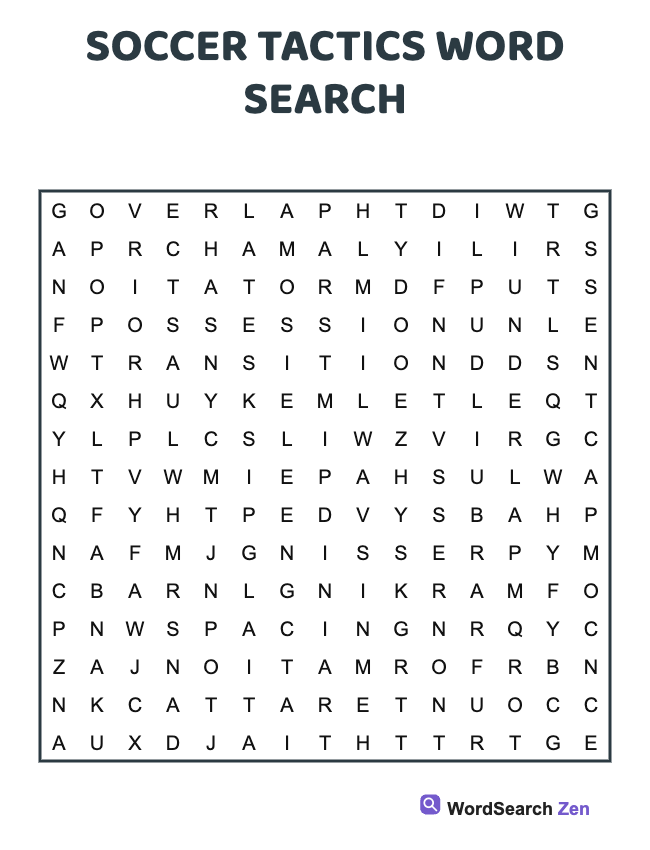 Soccer Tactics Word Search