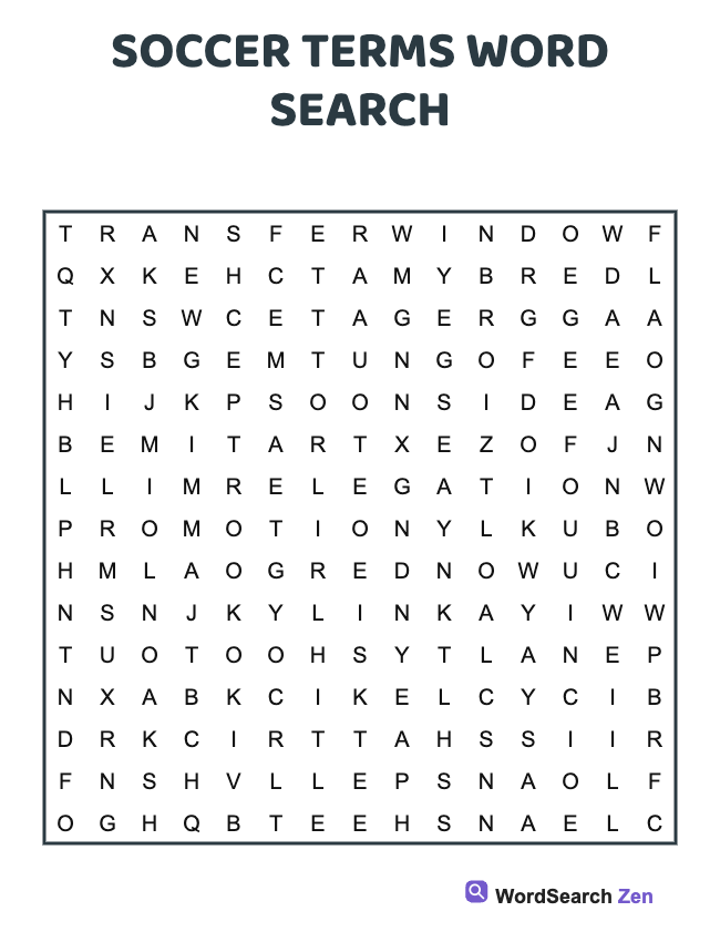 Soccer Terms Word Search