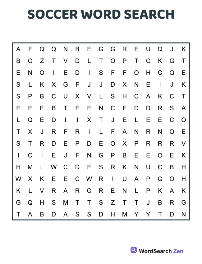 Soccer Word Search