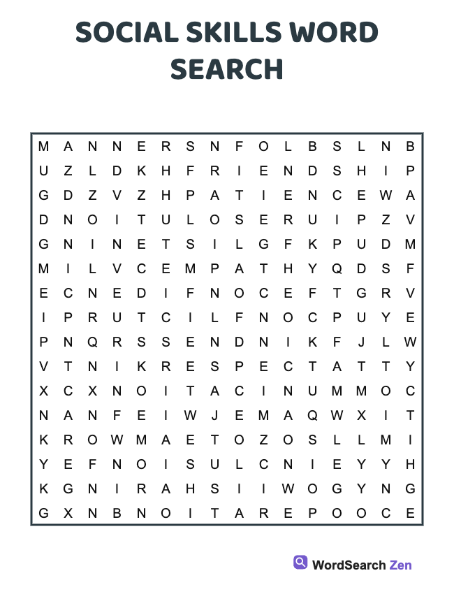 Social Skills Word Search