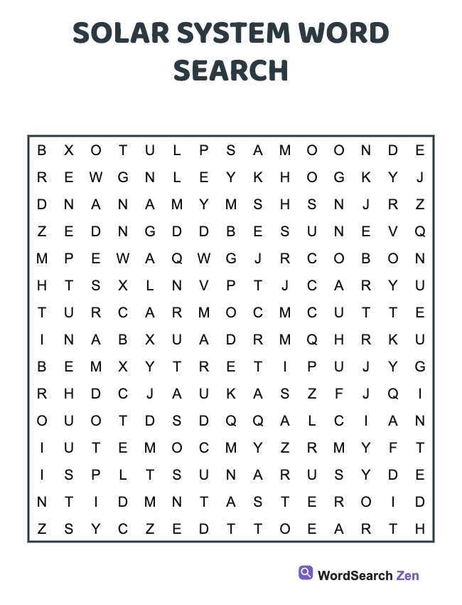 Solar System Word Search