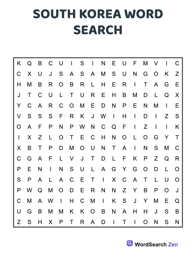 South Korea Word Search