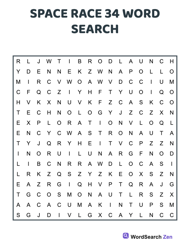 Space Race 34 Word Search