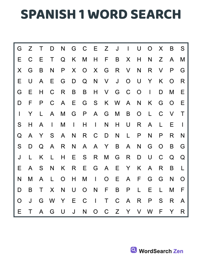 Spanish 1 Word Search