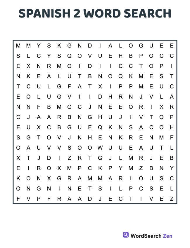 Spanish 2 Word Search