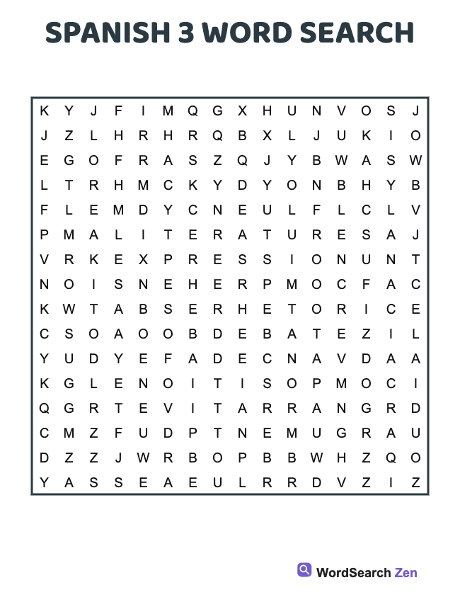 Spanish 3 Word Search
