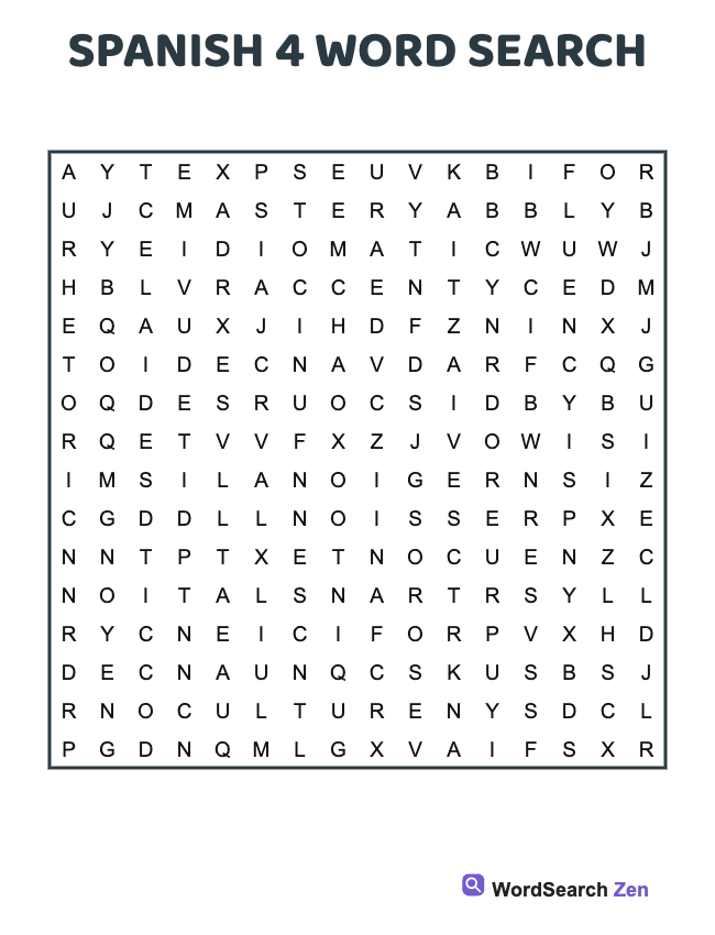 Spanish 4 Word Search