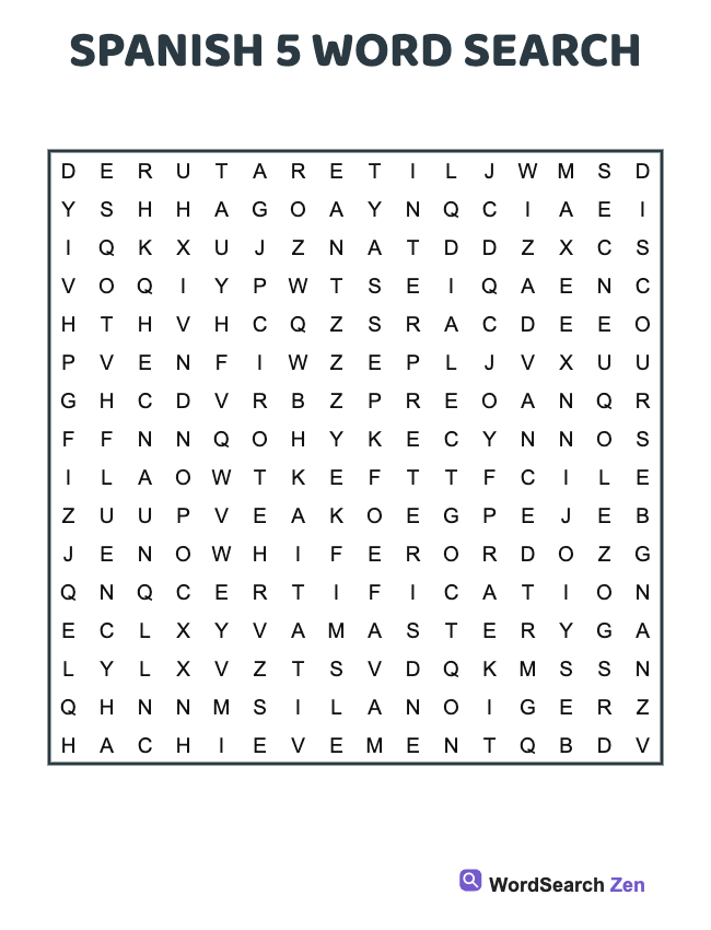 Spanish 5 Word Search