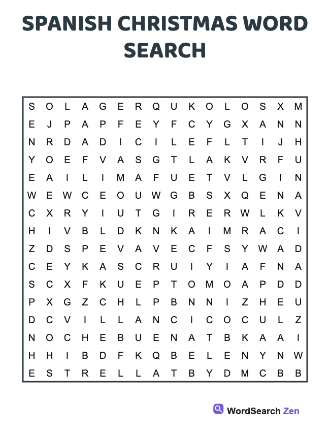 Spanish Christmas Word Search