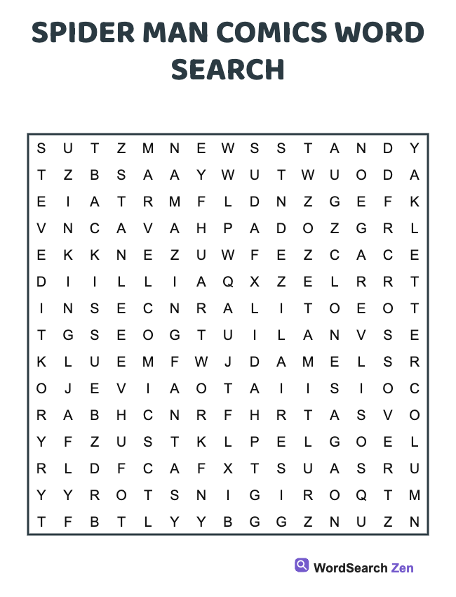 Spider Man Comics Word Search