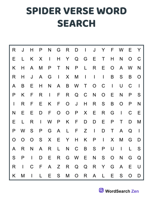 Spider Verse Word Search