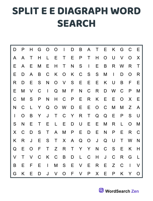 Split E E Diagraph Word Search