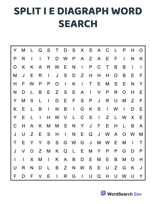 Split I E Diagraph Word Search