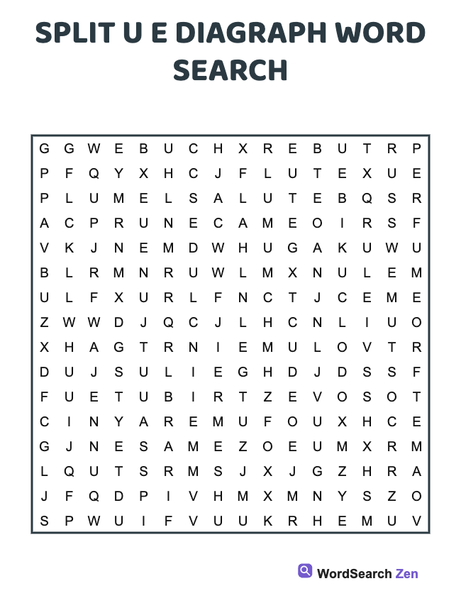 Split U E Diagraph Word Search